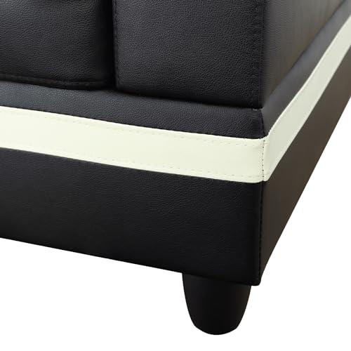 103" W Sectional Couches for Living Room, Sectional Sofa for Living Room Furniture Sets, L Shaped Couch Storage Ottoman, Faux Leather Modular Sectional Sofa Set for Living Room Set, Black White