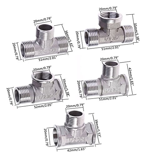 CHENATING Toilet T Adapter 2 T-Valve 304 For Bath Bidet Sprayer Shower For Connecting Hose Bathroom