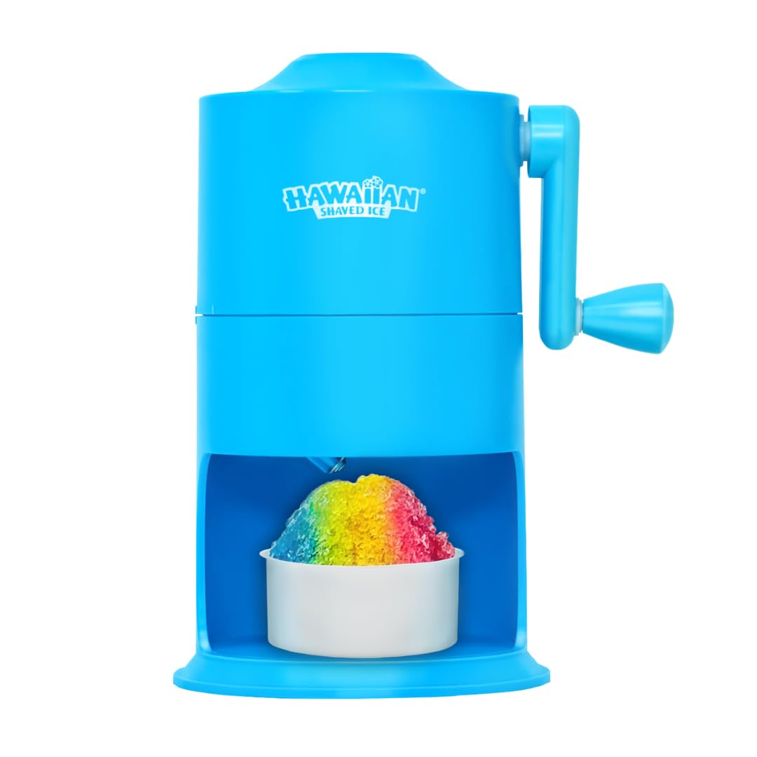 Hawaiian Shaved Ice Mini Snow Cone Machine - Portable Countertop Ice Shaver with No Slip Base - No Electricity Needed - Ice Cup Included - Lightweight - Stainless Steel Blade