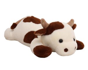 yesgirl 25.6 inch 5 lbs cow weighted stuffed animals, large weighted plush animal, cute plush toy pillow, soft kawaii plushie gifts for adults, kids, boys and girls(off-white)