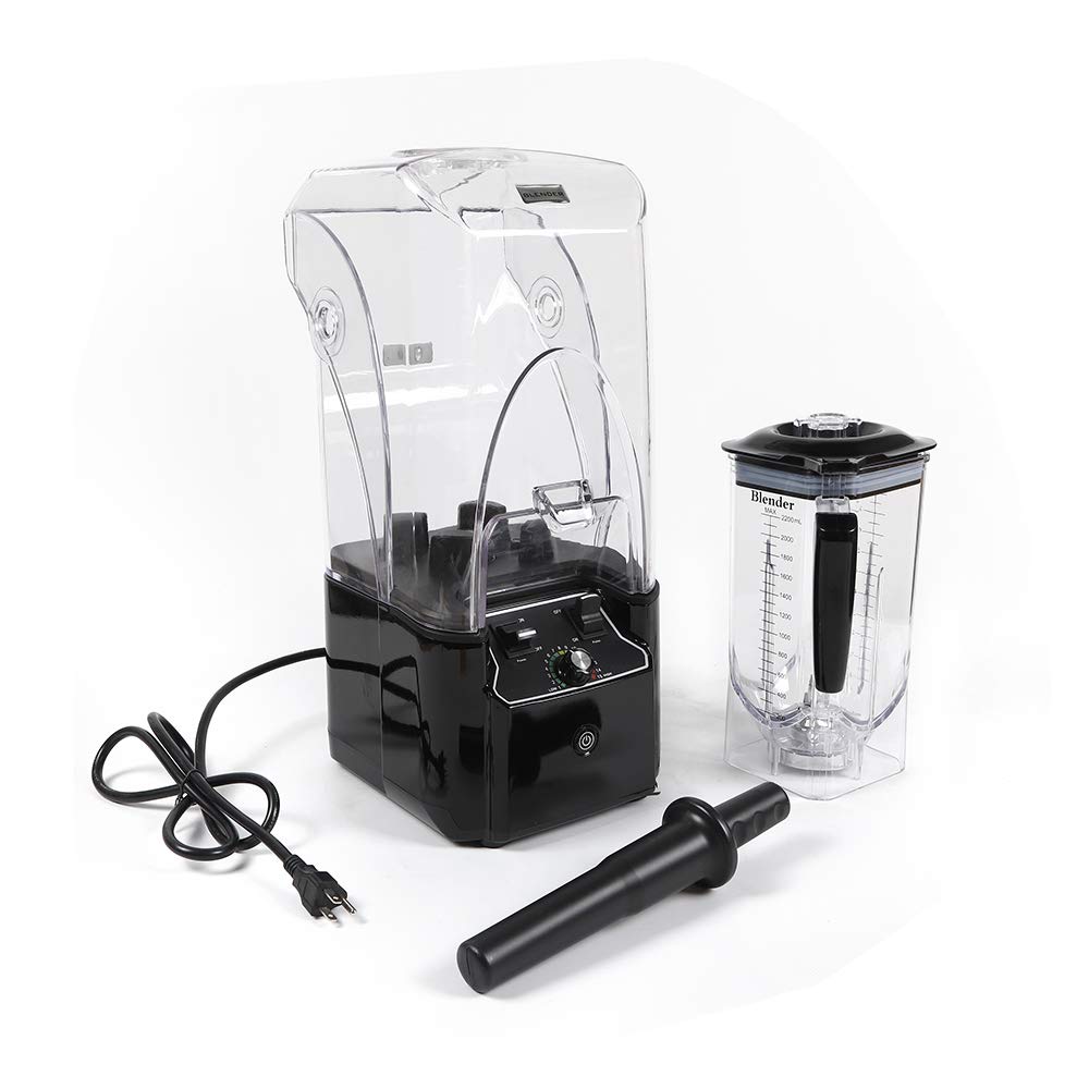 RTUSUML Professional Commercial Blender, 2200W Motor Soundproof Blender with Shield Quiet Sound Enclosure, Industries Strong and Quiet Professional-Grade Power, Self-Cleaning, Black