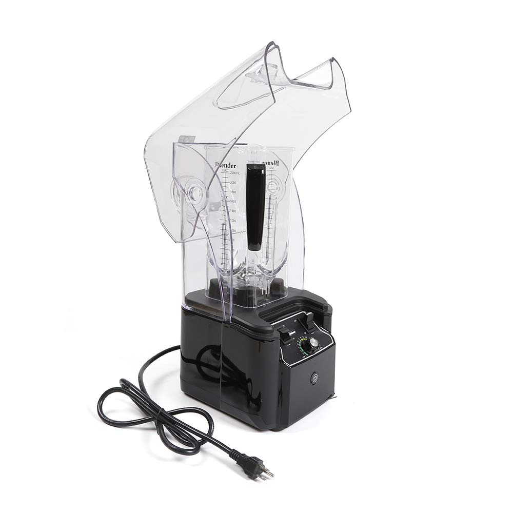 RTUSUML Professional Commercial Blender, 2200W Motor Soundproof Blender with Shield Quiet Sound Enclosure, Industries Strong and Quiet Professional-Grade Power, Self-Cleaning, Black