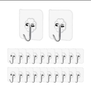 generic 24 packs of hooks for hanging transparent and reusable seamless hooks for multipurpose (bathroom, kitchen etc) self adhesive hooks