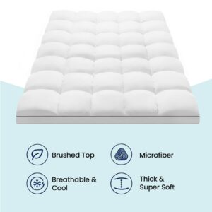 JINXIA Cooling Mattress Topper Twin for Back Pain, Extra Thick Mattress Pad Cover,Deep Elastic Pocket, Plush Pillow Top Overfilled with Down Alternative, White