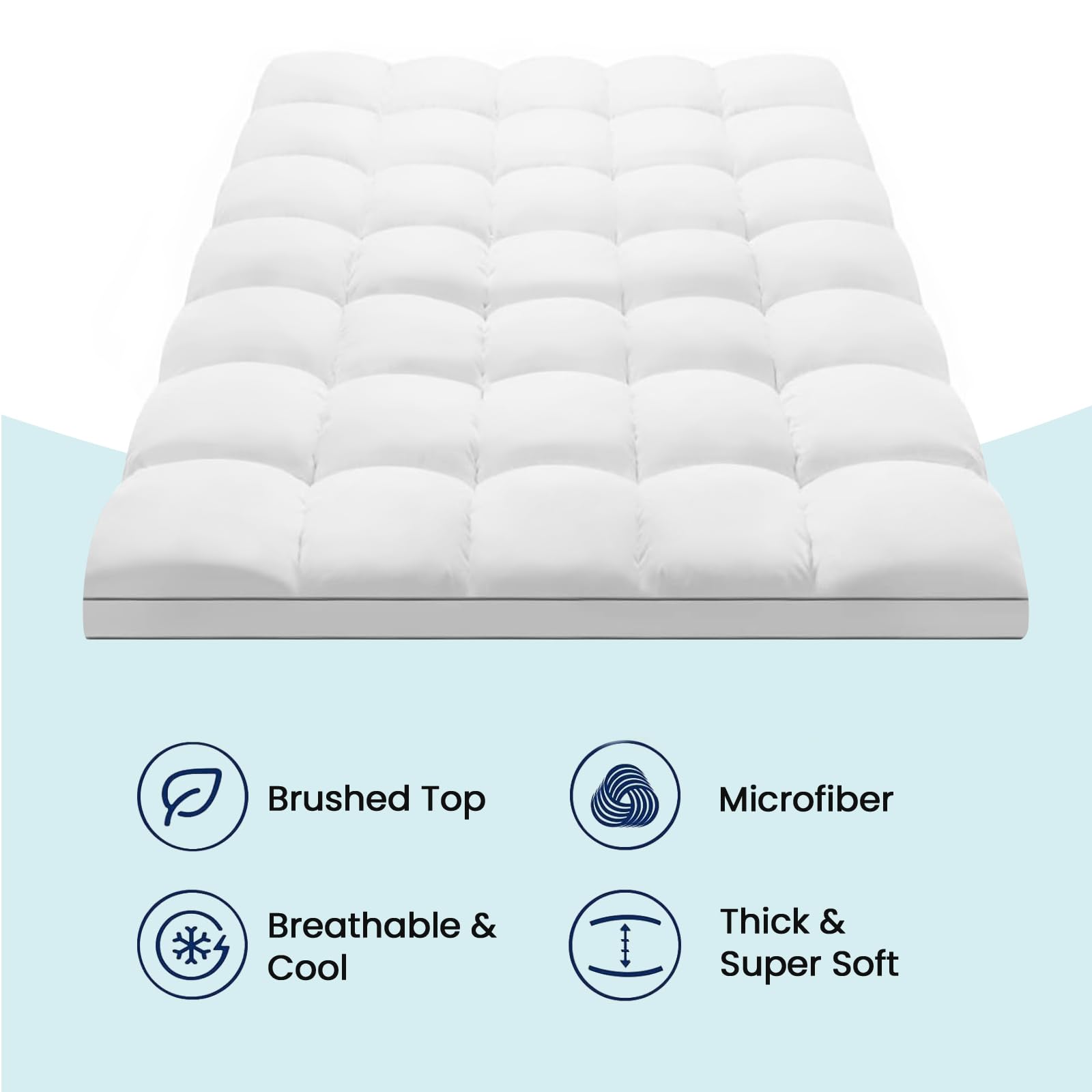 JINXIA Cooling Mattress Topper Twin for Back Pain, Extra Thick Mattress Pad Cover,Deep Elastic Pocket, Plush Pillow Top Overfilled with Down Alternative, White