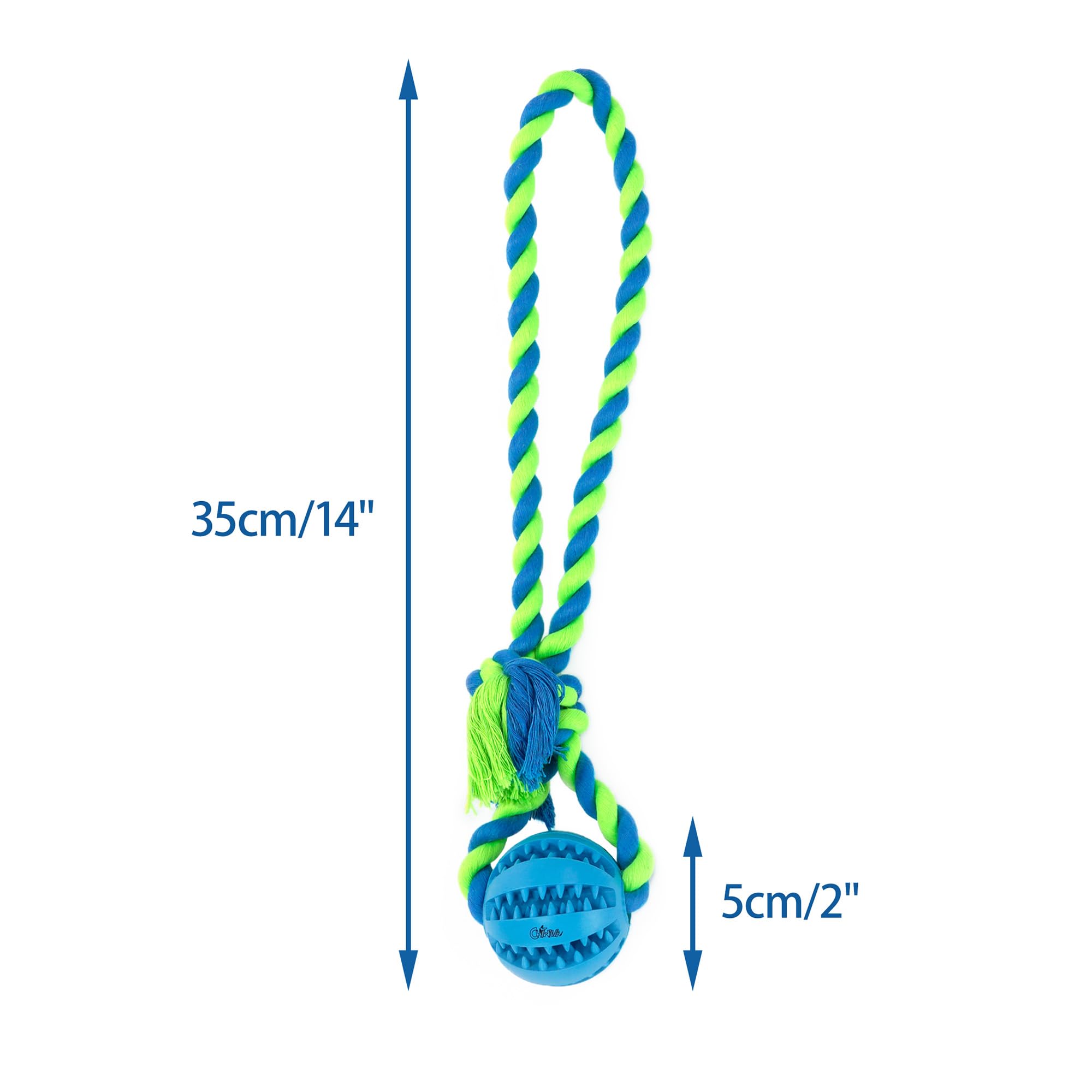 CHIWAVA 2 Pack 2" Dog Training Ball on Rope, Rubber Rope Dog Toys Ball with Handle for Tug of War Training Rewards for Small Dogs