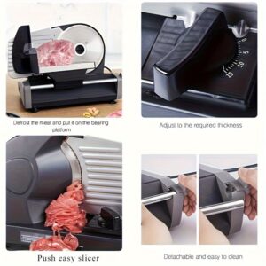 Meat Slicer for Home, 200W Electric Deli Food Slicer with Removable 7.5" Stainless Steel Blade, Adjustable Thickness, Child Lock Protection, White