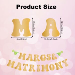 Margs and Matrimony Bachelorette Banner, Pre-Strung Margarita Bachelorette Party Decoration Bride Backdrop Decor for Bridal Shower Engagement Mexican Fiesta