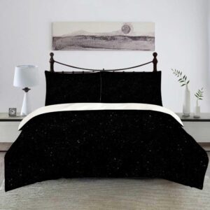 Fullentiart Duvet Cover Queen Size Black Dark Sky Night Background Glittery Starry Comforter Cover Queen Size Cute Duvet Cover (90"X90", 2 Pillow Covers)