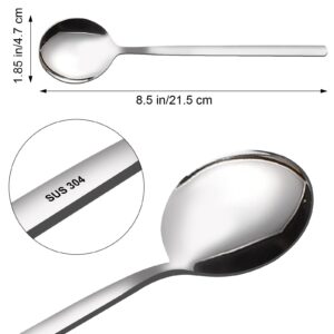 VANRA Soup Spoons Long Handle for Eating 8.5 inch Korean Soup Spoons Set of 6 Silverware 18/8 Stainless Steel Round Spoons for Soup Cutlery set