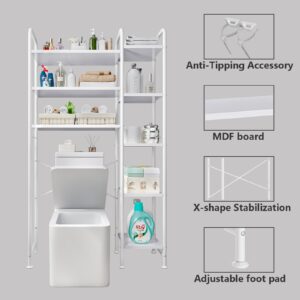 Dazioter Over The Toilet Storage Bathroom Organizer Shelf Freestanding Space Saver with Toilet Multifunctional Rack (White)