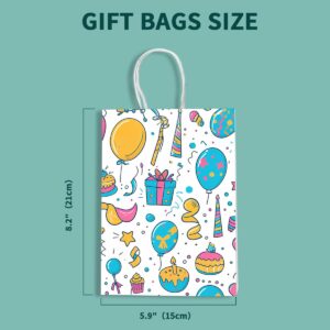 OTURGC Gift Bags 15 Pcs 5.9X3.1X8.2 Paper Bags with Handles bulk,Party Favor Bags Birthday Wedding Mother's Day gift bags Small Paper Shopping Bags,Colorful Retail bags (Balloons)