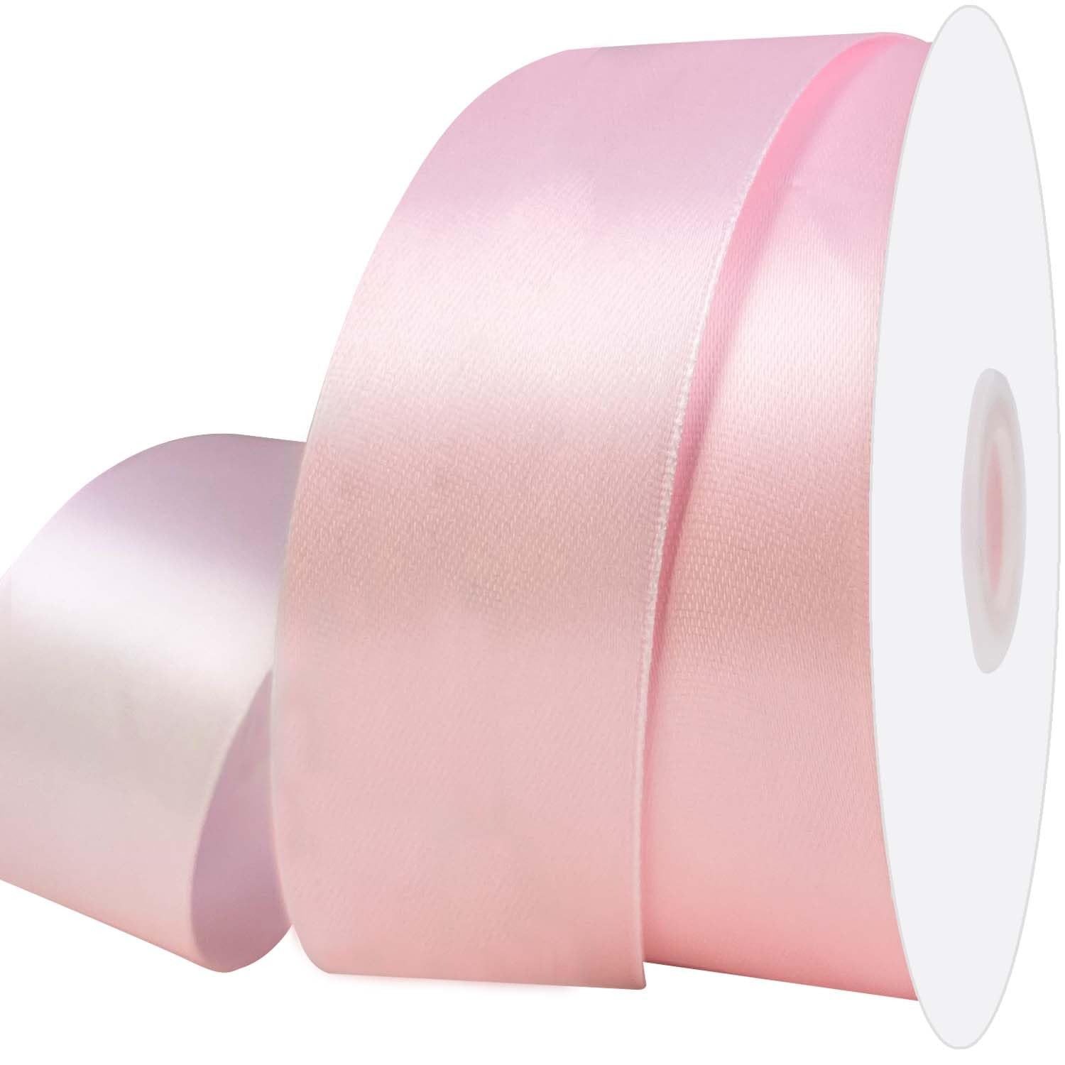 UOUYOO 1 1/2 Inch Pink Satin Ribbon 50 Yards Fabric Ribbons Roll for Gift Wrapping Flower Bouquet Bows Bouquet Bridal Bouquets Wedding Invitations