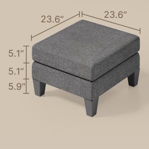 Gizoon Ottoman Module for Modular Sofa, Cube Seat, Square Ottoman for Sectional Couch, Footrest with Modern Fabric, Dark Grey