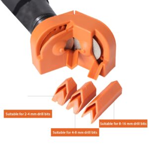 Drill Bit Sharpener，Drill Bit Sharpener for All Bits，Multipurpose Drill Bit Grinding Sharpener for High-Speed Steel, Masonry, Carbide, Cobalt & Tin-Coated Drill Bits（Orange）