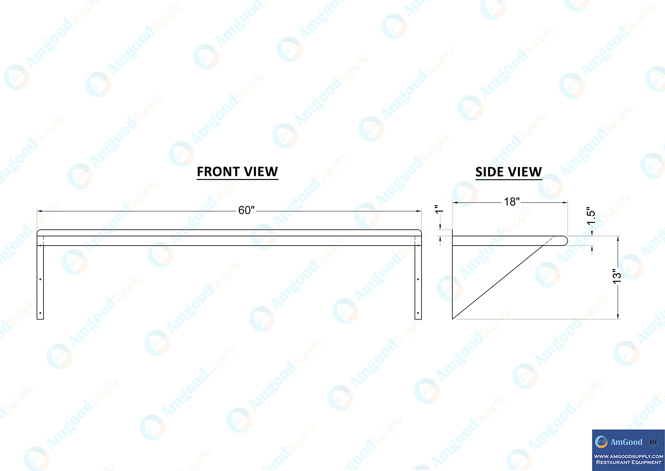 AmGood 18" X 60" Stainless Steel Wall Shelf | NSF | Garage, Laundry, Storage, Utility Room | Restaurant, Commercial Kitchen