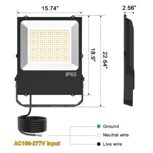 2 Pack 300W LED Flood Lights, 42000LM DLCETL Listed LED Stadium Light 5000K, LED Shoebox Fixture Pole Light Outdoor, IP65 Commercial Street Area Lighting for Parking Lot Yard Playground, AC100~277V