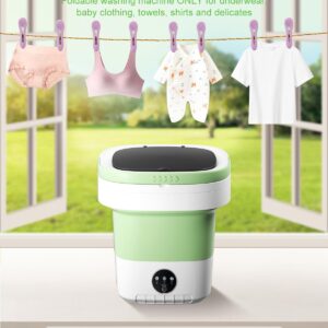 Portable Washing Machine, 13L Large Capacity Laundry Washer Cleaning for Underwear, Baby Clothes, Shirts,Small Delicates. Foldable Mini Washer and Dryer Combo for Apartment,Hotel,Camp,RV,Travel(Green)