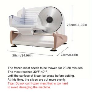 Meat Slicer for Home, 200W Electric Deli Food Slicer with Removable 7.5" Stainless Steel Blade, Adjustable Thickness, Child Lock Protection, White