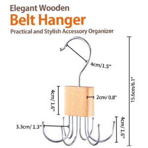 ELONG HOME Belt Organizer, Wooden Block Belt Hanger Closet Organizers and Storage, Belt Rack with 6 Hooks, 2 Pack Tie Hangers