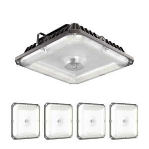 okq led canopy light outdoor 5pack, 10"x10" square gas station light with selectable wattage (100/80/60w/40w) and cct (5000/4000/3000k), 1-10v dimmable,canopy lights for garage barn, etc&dlc listed