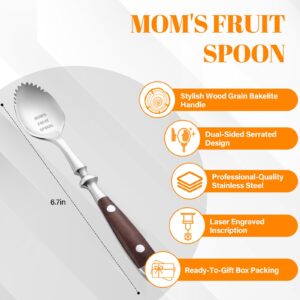 Mom’s Fruit Spoon-Mom Christmas Gifts from Daughter&Son，Serrated Grapefruit Spoon Birthday Gifts for Mom，Mother's Day Mom Gift from Daughter，Christma Thanksgiving Day Mom Grapefruit Spoon Gift