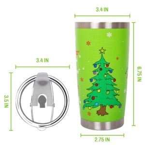 Fanunny 20oz Christmas Tumbler with Lid, Stainless Steel Vacuum Double Wall Insulated Travel Tumblers Coffee Mug(Tumbler 1)