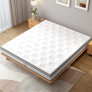 king mattress,12 inch hybrid mattress,pocket spring for good support,king bed mattress in a box, cooler sleep & pressure relief,certipur-us certified,10 year warranty,120 nights risk-free trial