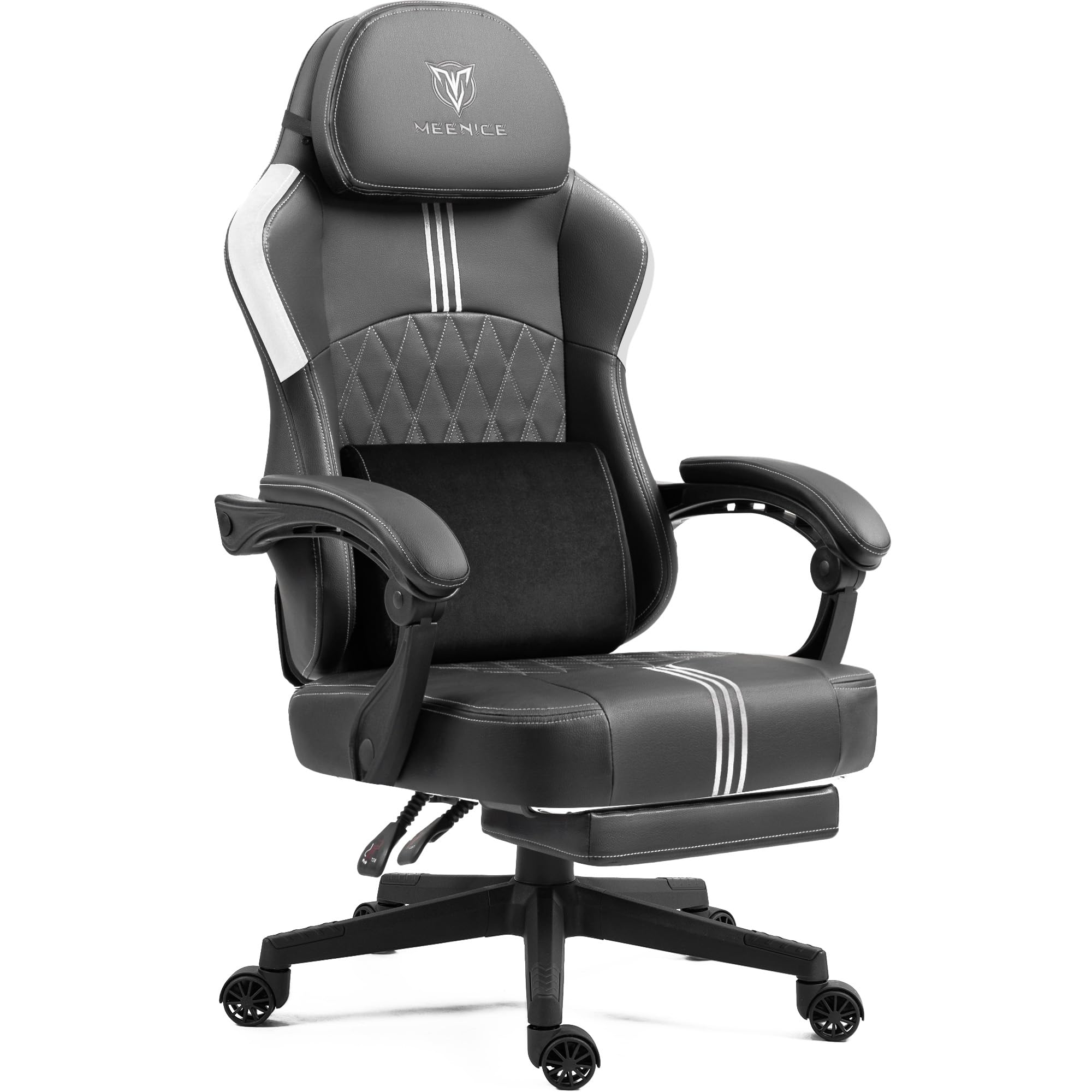 Gaming Chair with Footrest and Pocket Spring Cushion,Big and Tall Game Chair with Cooling Gel and Massage Lumbar,Adjustable High Back Ergonomic Computer Chair for Adults-Supports up to 300LBS Black ﻿