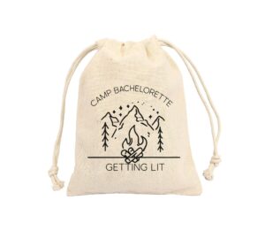 camp bachelorette getting hitched gift bags, bridal shower, bridesmaid pouches with drawstring, party wedding favors, supplies, decoration - 10 pcs per pack (camp bachelorette getting lit)