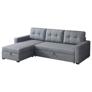 Acosure 81.5" Pull Out Couch with Storage Chaise,L-Shape Upholstered Sectional Sofa Bed W/ 3 Back Cushions,Convertible Sleeper for Living Room Office Apartment,Light Grey