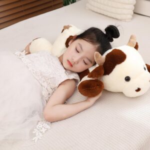 YESGIRL 25.6 inch 5 lbs Cow Weighted Stuffed Animals, Large Weighted Plush Animal, Cute Plush Toy Pillow, Soft Kawaii Plushie Gifts for Adults, Kids, Boys and Girls(Off-White)