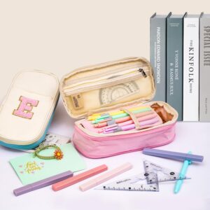 Btffitting Pencil Case,Personalized Pencil Pouch Cute Aesthetic College School Supplies,Large Storage High Capacity Pen Bag Holder Box Organizer Special Cases Gifts for Girls Teens - Beige+Pink,C