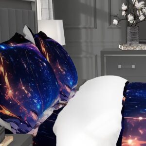 Lokaluo Milky Way Duvet Cover Twin Size 3D Printed Starry Sky Twin Duvet Cover Set Galaxy Outer Space Bedding Sets Science Fiction Art Style 3 Pcs Comforter Cover with 2 Pillowcases