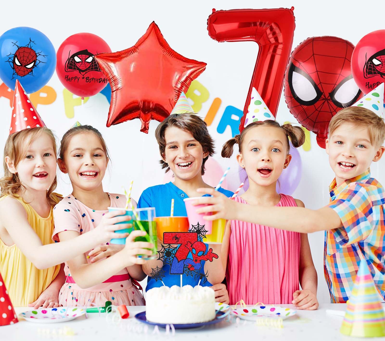 Cartoon Heroes Spider Birthday Decorations, Spider Pattern 3rd Birthday Balloons, 32inch number 3 Cartoon Aluminium Balloon, The Spider Birthday Balloons for Kids Birthday Baby Shower Decorations