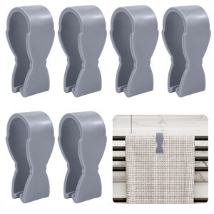 tokusatsu 6 pcs kitchen towel clips, u-shape towel clip with strong clamping force for kitchen, oven handle, bathroom towel rack, dishwasher and stove to trevent towels from falling off, grey