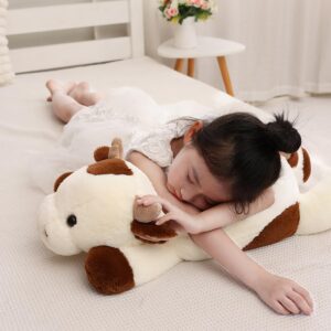 YESGIRL 25.6 inch 5 lbs Cow Weighted Stuffed Animals, Large Weighted Plush Animal, Cute Plush Toy Pillow, Soft Kawaii Plushie Gifts for Adults, Kids, Boys and Girls(Off-White)