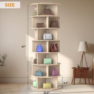 ZORA-KING 7 Tier Rotating Shoe Rack Tower, Solid Wood Spinning Shoe Display Lazy Susan, 360° Revolving Free Standing Shoes Closet Handbag Organizers (67 H* 23.6" W * 23.6" D)