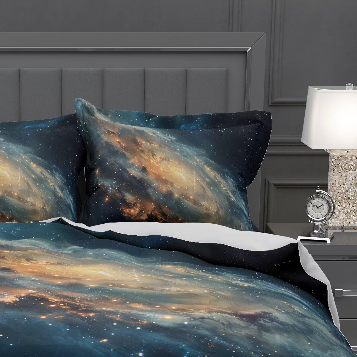 Lokaluo Milky Way Duvet Cover King Size 3D Printed Psychedelic Swirl Duvet Cover Set Starry Sky Series Bedding Sets Cosmic Mysterious Bedroom Decor 3 Pcs Comforter Cover with 2 Pillowcases