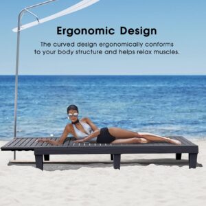 GYMHILL Outdoor Chaise Lounge Chairs 5-Position Adjustable Backrest, Waterproof Resin Sun Loungers for Garden Pool Beach Patio Deck Sunbathing (Black)