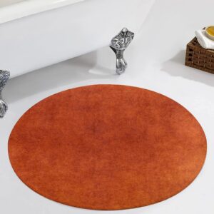 Generic Round Area Rug,Burnt Orange Non-Slip Bathroom Rug Soft Floor Carpet Mat for Living Room Bedroom Dining Room Decor, 24inch