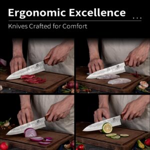 ZF Kitchen Knife Chef Santoku Knife 8 Inch Multipurpose High Carbon Stainless Steel Japanese Cooking Knife for Meat Vegetable Fruit with Ergonomic Handle (YE174)