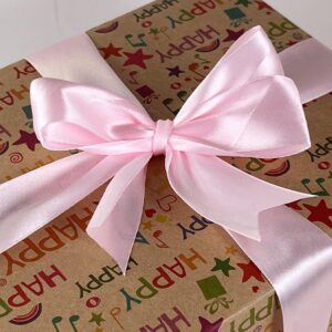 UOUYOO 1 1/2 Inch Pink Satin Ribbon 50 Yards Fabric Ribbons Roll for Gift Wrapping Flower Bouquet Bows Bouquet Bridal Bouquets Wedding Invitations