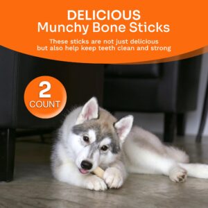 ReThink Pet 2 Pcs Premium Munchy Bone Sticks, Dog Treats Small Dogs, Beef & Chicken Dog Chew Sticks, Highly Digestible & Long Lasting Dog Chews, Natural Dog Chews for Aggressive Chewers