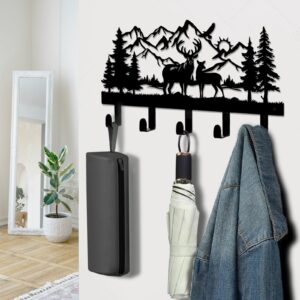 SIFZYJGN Deer Metal Key Holder for Wall, Key Hooks for Wall Organizer, Key Rack for Wall, Forest Theme Key Hooks, Ideal for Living Room, Hallway, Office