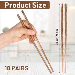 10 Pairs Wooden Chopsticks Chopsticks Dishwasher Safe Reusable Chopsticks for Adults Chinese Japanese Korean Reusable Wood Chopsticks Non Slip for Kitchen Noodles Cooking Eating Wood Grey (9.8 Inch)