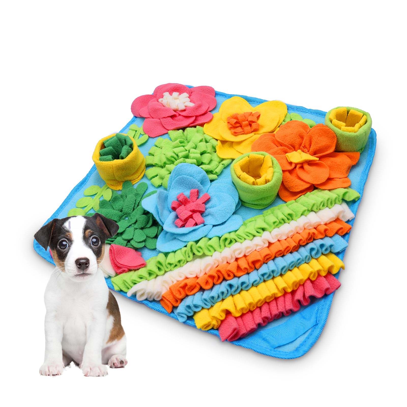 JXTZ Snuffle Mat for Dogs, Interactive Dog Snuffle Mat, 15.4 x15.4 inches Sniffing Activity Mat for Boredom Relief, Slow Feeder, Felt Wool Dog Feeding Mat, Relieve Anxiety, Puzzle Toy for Dogs, Cats