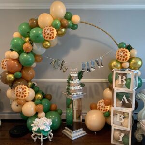 Green Brown Balloons 60 Pcs Jungle Safari Sage Green Brown Gold Cream Balloons Retro Khaki Brown Avocado Green Apricot Balloon for Boys Giraffe Woodland Animal Baby Shower Birthday Party Decorations