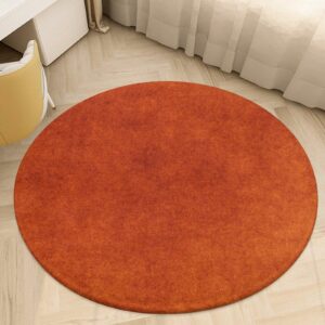 Generic Round Area Rug,Burnt Orange Non-Slip Bathroom Rug Soft Floor Carpet Mat for Living Room Bedroom Dining Room Decor, 24inch