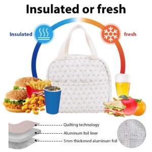 BBIQI Cute Lunch Box for Women Small Floral Lunch Box Quilted Lunch Tote Bag With Front Pocket Insulated Lunch Bag for Work Study